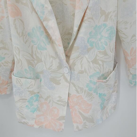Wentworth Gallery Vintage 80s Pastel Floral Lolita Single Breasted Blazer Jacket - Picture 7 of 13